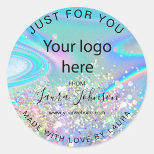 Gemaakt met liefde holograf folie Voeg je logo cla Ronde Sticker