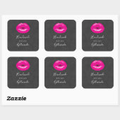 Gemaakt met Liefde Hot Pink Lips Glamoureus Vierkante Sticker (Vel)