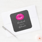 Gemaakt met Liefde Hot Pink Lips Glamoureus Vierkante Sticker (Envelop)