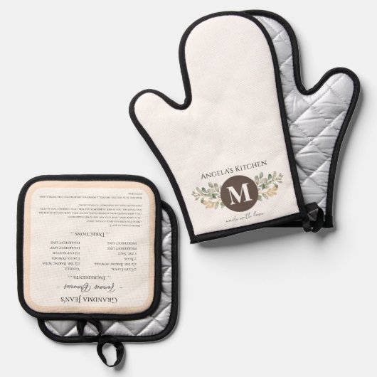 Gemaakt met liefde keepsake recept ovenwant & pannenlap set (Voorkant / Achterkant)