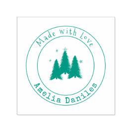 Gemaakt met liefde kerstbomen zelfinkkend stempel