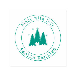 Gemaakt met liefde kerstbomen zelfinkkend stempel
