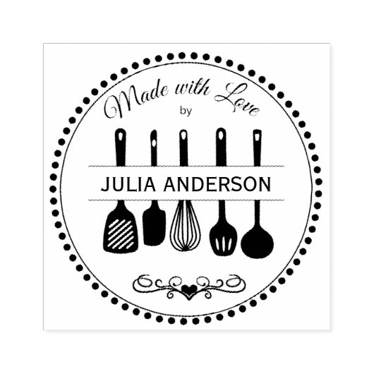 Gemaakt met liefde keukengerei rubberstempel (Afrduk)