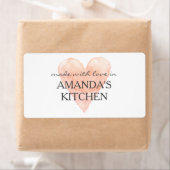 Gemaakt met liefde koraal hart zelfgemaakte voedse etiket (Insitu)