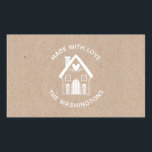 Gemaakt met Liefde Kraft Christmas House Sticker<br><div class="desc">Een kraftpapier en witte Scandinavische kerst huis sticker met de woorden Made with love. Personaliseer het met je familienaam. Plezier voor uw zelfgemaakte of handgemaakte kerstbuurttraktaties en geschenken,  of voor uw ambachtelijke bedrijf. Ontworpen voor u door Blackberry Boulevard.</div>