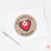 Gemaakt met liefde Kraft hart Ronde Sticker (Envelop)