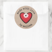 Gemaakt met liefde Kraft hart Ronde Sticker (Tas)