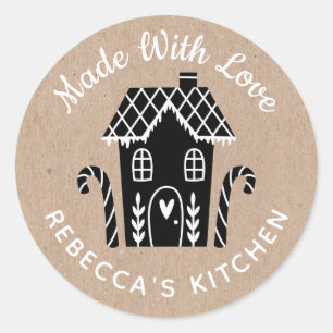 Gemaakt met liefde Kraft Kerst Classic Round Stick Ronde Sticker