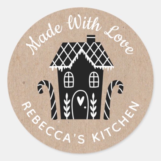 Gemaakt met liefde Kraft Kerst Classic Round Stick Ronde Sticker (Voorkant)