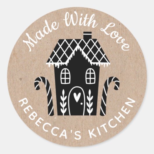 Gemaakt met liefde Kraft Kerstmis Ronde Sticker (Voorkant)