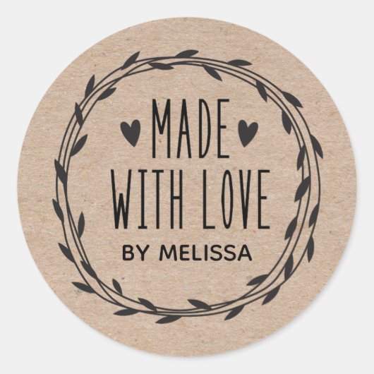 Gemaakt met liefde Kraft Ronde Sticker (Voorkant)