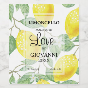 Gemaakt met Liefde Limoncello Klein Flesetiket Wijn Etiket