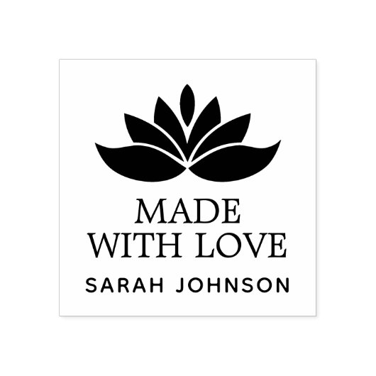 Gemaakt met Liefde Lotus Flower op maat Rubberstempel (Afrduk)