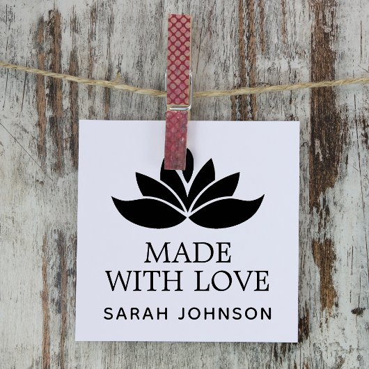 Gemaakt met Liefde Lotus Flower op maat Rubberstempel