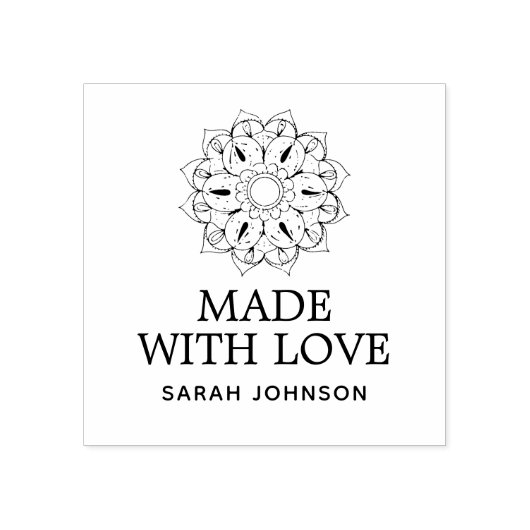 Gemaakt met Liefde Lotus Flower op maat Rubberstempel (Afrduk)