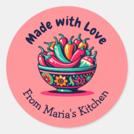  gemaakt met liefde Mexican Chile Kitchen Ronde Sticker