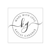 Gemaakt met liefde, monogrammatisch bedrijf rubberstempel (Afrduk)