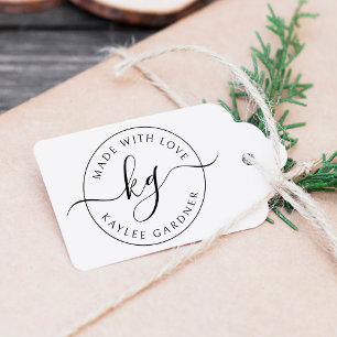 Gemaakt met liefde, monogrammatisch bedrijf rubberstempel