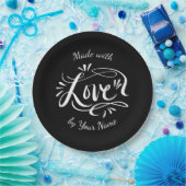 Gemaakt met liefde mooie hand geletterd zwart papieren bordje (Feest)