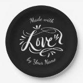 Gemaakt met liefde mooie hand geletterd zwart papieren bordje (Voorkant)