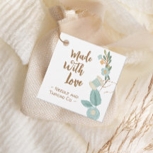 Gemaakt met Liefde Naaien Geborduurd Bloem Label