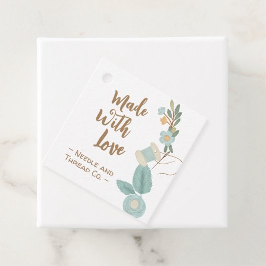 Gemaakt met Liefde Naaien Geborduurd Bloem Label (In situ)