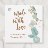 Gemaakt met Liefde Naaien Geborduurd Bloem Label (Voorkant)