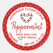 Gemaakt met liefde pepermunt zelfgemaakte suiker s ronde sticker (Voorkant)