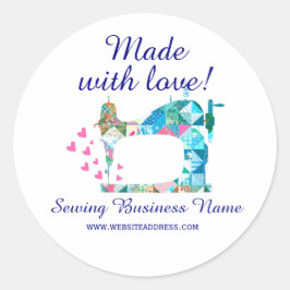 Gemaakt met liefde quilt naaimachine ronde sticker