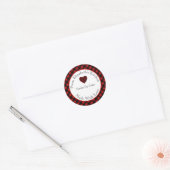 Gemaakt met Liefde Rode Buffalo Geruite Cadeau Man Ronde Sticker (Envelop)