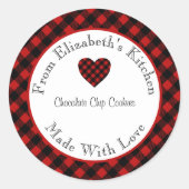 Gemaakt met liefde rode buffel geplakt voedsel cad ronde sticker (Voorkant)