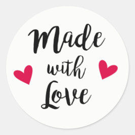Gemaakt met liefde rode liefde harten ambacht stic ronde sticker