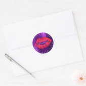 Gemaakt met liefde rode lippenstift Paarse make-up Ronde Sticker (Envelop)