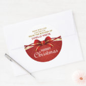 Gemaakt met liefde rode strik ronde sticker (Envelop)