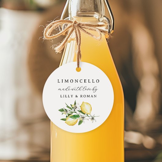 Gemaakt met liefde Ronde Limoncello Bedankjes Labels
