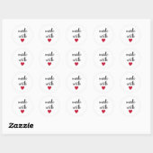Gemaakt met liefde rood hart ronde sticker (Vel)
