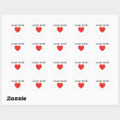 Gemaakt met liefde rood hart ronde sticker (Vel)