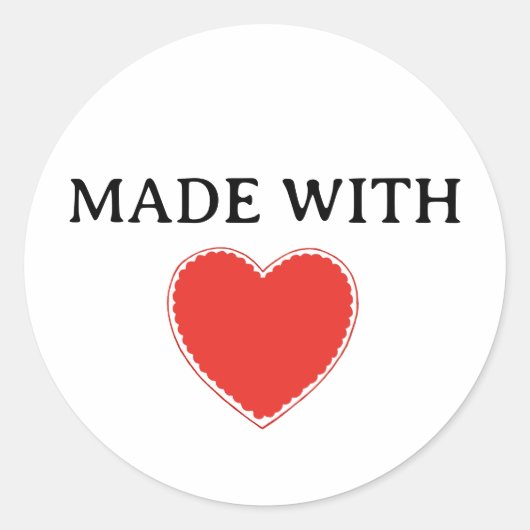 Gemaakt met liefde rood hart ronde sticker (Voorkant)