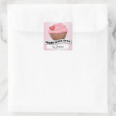 Gemaakt met liefde roze cupcake Stickers (Tas)