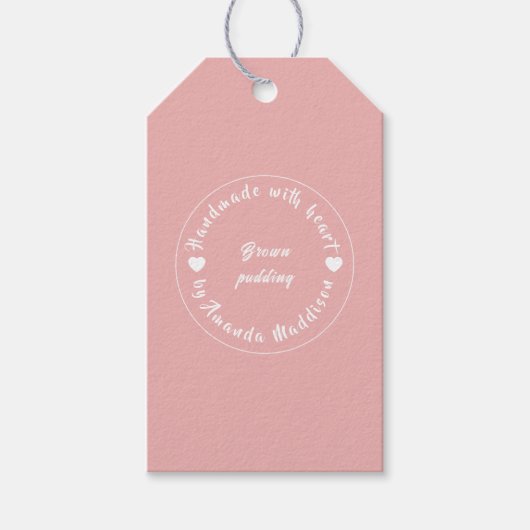 Gemaakt met Liefde Roze Hart Bakontwerp Cadeaulabel (Voorkant)