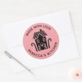 Gemaakt met liefde roze kerst ronde sticker (Envelop)