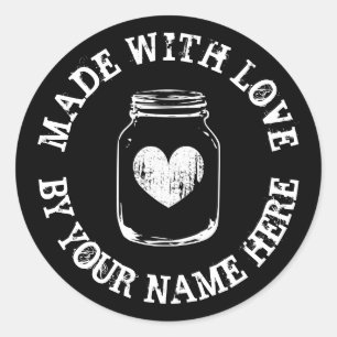 Gemaakt met liefde rustieke hart metselwerk pot cu ronde sticker