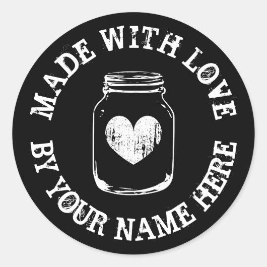 Gemaakt met liefde rustieke hart metselwerk pot cu ronde sticker (Voorkant)