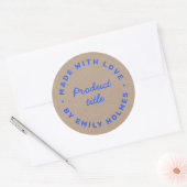 Gemaakt met Liefde | Rustieke Kraft Blauw Stijlvol Ronde Sticker (Envelop)