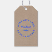 Gemaakt met Liefde | Rustieke Kraft Blauwe Stijlvo Cadeaulabel (Voorkant)