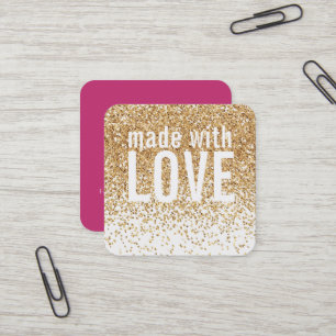 GEMAAKT MET LIEFDE schattig confetti goud glitter Vierkante Visitekaartje