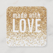 GEMAAKT MET LIEFDE schattig confetti goud glitter  Vierkante Visitekaartje (Voorkant)
