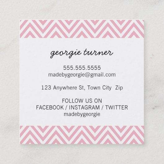 GEMAAKT MET LIEFDE schattige verpakking chevron zw Vierkante Visitekaartje (Achterkant)