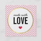 GEMAAKT MET LIEFDE schattige verpakking chevron zw Vierkante Visitekaartje (Voorkant)