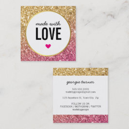 GEMAAKT MET LIEFDE schattige verpakking glitter go Vierkante Visitekaartje